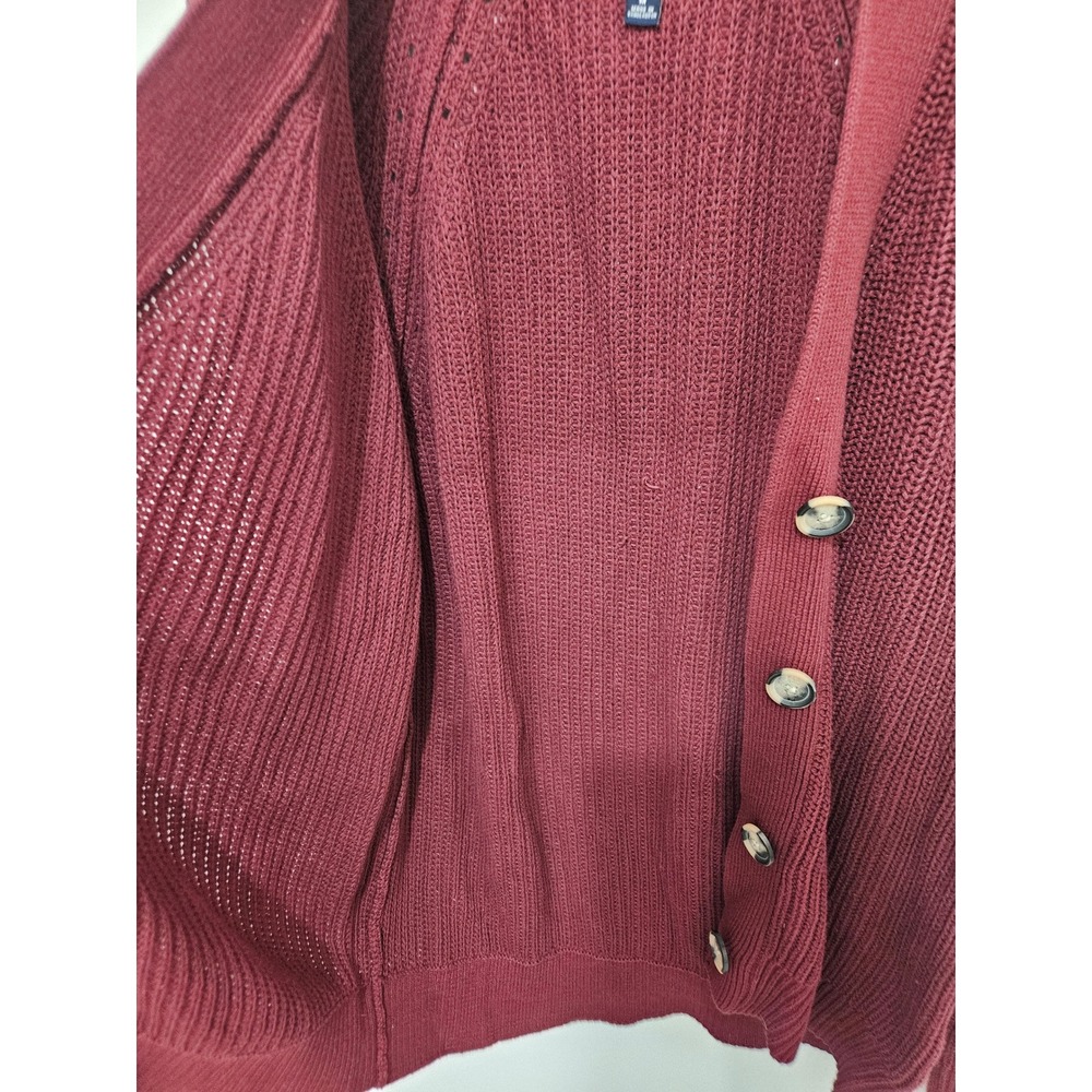 GAP Womens Cotton Shaker Stitch‎ Cardigan Sweater Burgundy Zinfandel M NWT - Picture 3 of 6